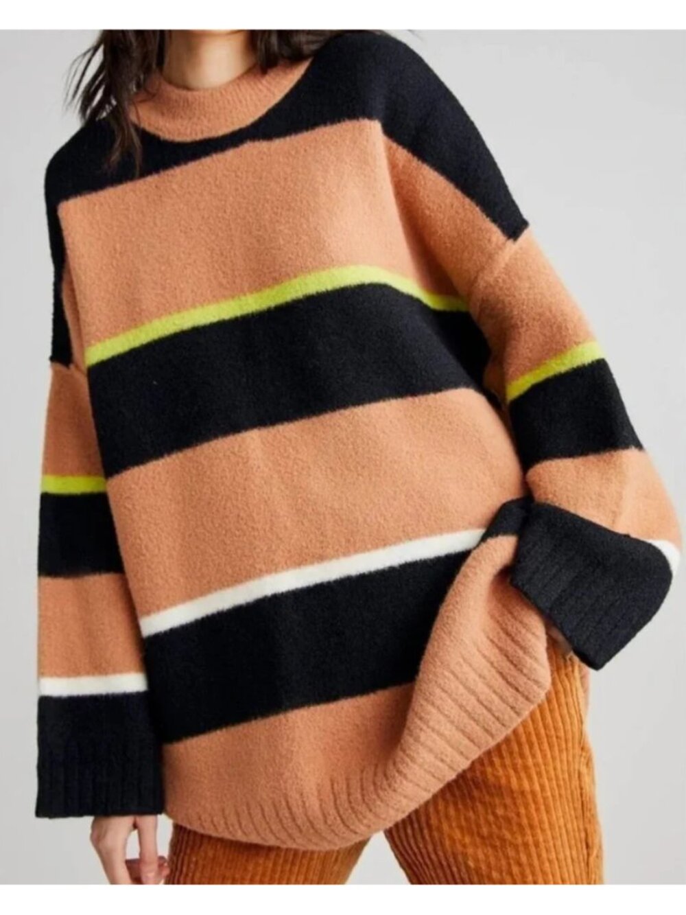 NWOT Free People Women's Peaches Oversized Sweater Tunic Striped Size Small